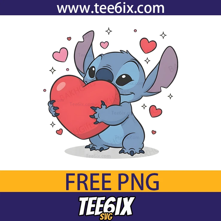 <p> ✨ Meet the adorable Stitch holding a big red heart – perfect for cute creations!</p>