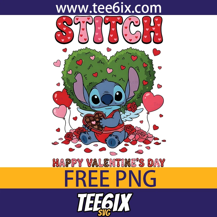 Stitch, Stitch happy valentine’s day Png Free PNG