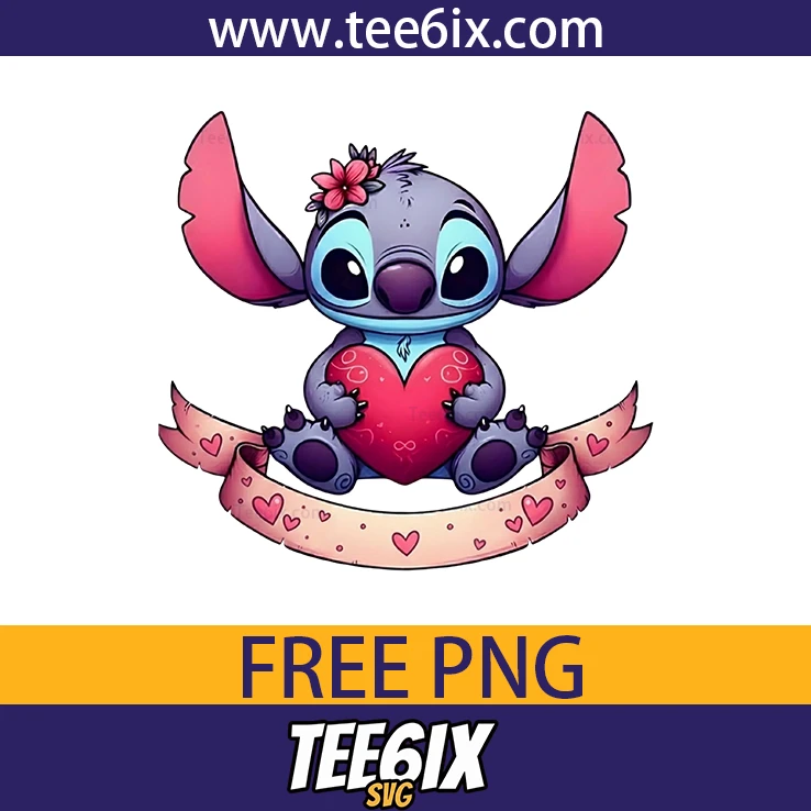 <p>  Meet the adorable Stitch holding a heart – cute cartoon magic!  </p>
