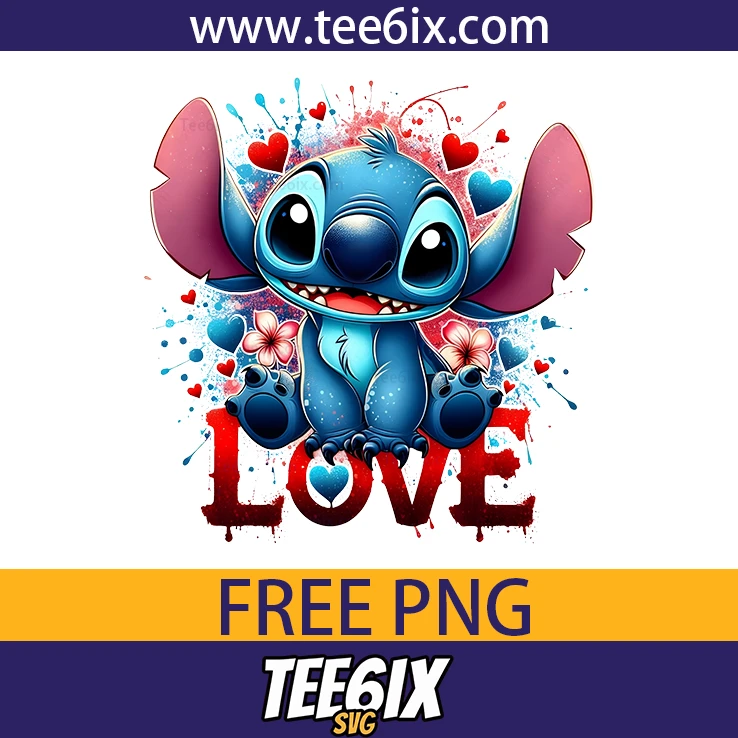 <p> ✨ Meet the adorable Stitch surrounded by hearts and flowers!  </p>