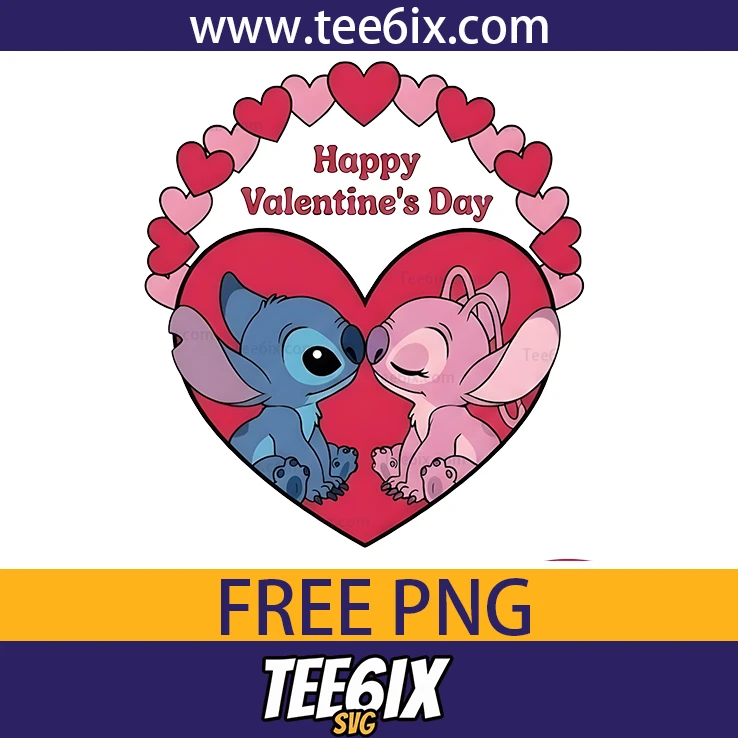 <p>  Meet the adorable duo: Stitch and angel – a cute Valentine’s PNG design!</p>