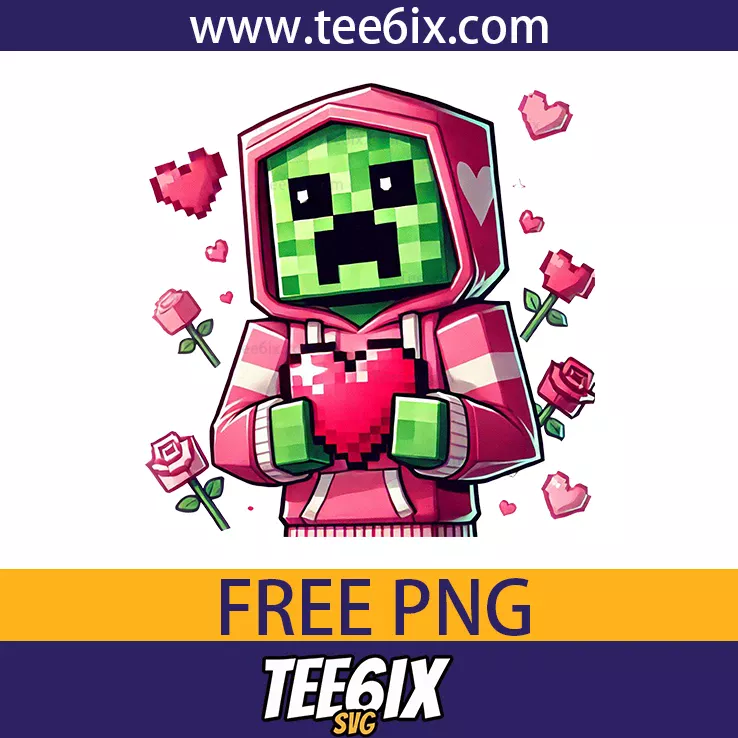 <p>  Meet the adorable pixel‑art Creeper in a pink hoodie!  </p>