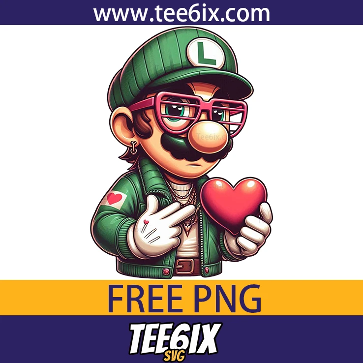 <p>  Meet the adorable Luigi holding a red heart!  </p>