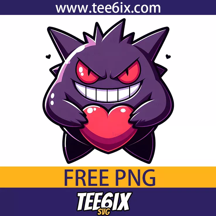 <p>  Meet the adorable Gengar holding a red heart – cute vibes guaranteed!  </p>