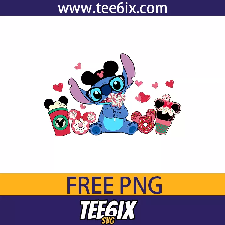 <p>  Meet the adorable Stitch surrounded by donuts and coffee!  </p>