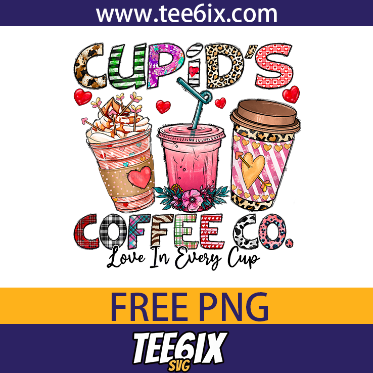 , Cupid's Coffee Co. Love In Every Cup Png Free PNG